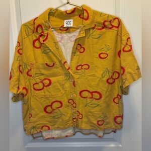 BDG cherry linen blend button up